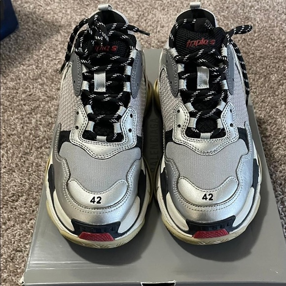 Balenciaga Triple S, size 42, men, white with silver and red. Worn 2 times. - Picture 13 of 14